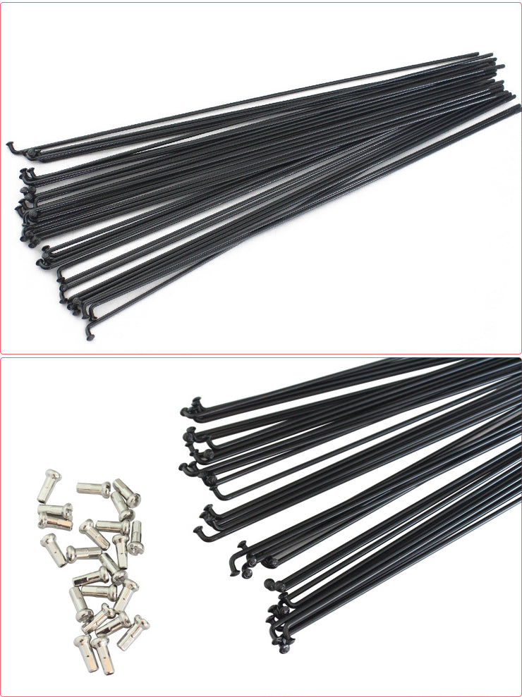 Lot De 38 Rayons Vélo 10G Diamètre 3,0 Mm – Courbure J, Noir, Longueurs 120-154 Mm (137 Mm), Pour VTT Et Route