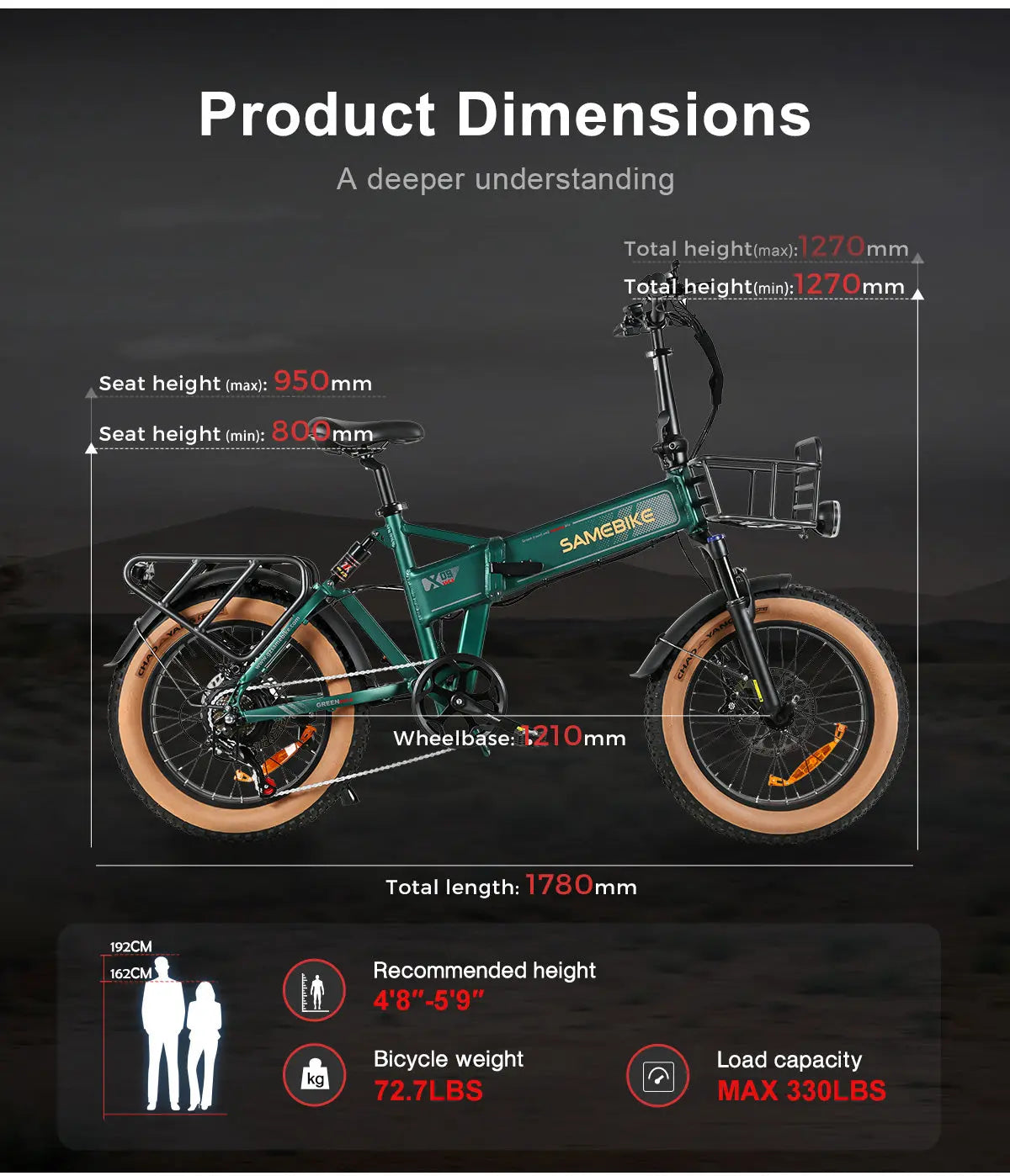 SAMEBIKE XWLX09-II VTT électrique 1000w à Pneus Larges