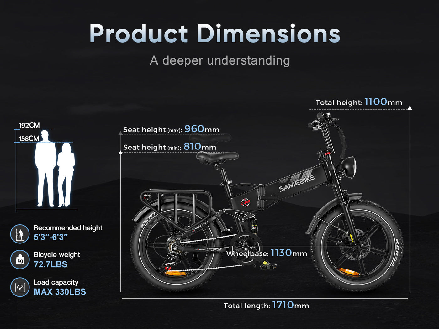 SAMEBIKE RS-A02 VTT électrique Pliant Tout-terrain